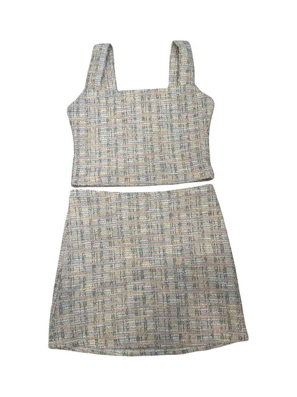 EUC Cheryl Creations Girls Large Tweed Top & Skirt Set